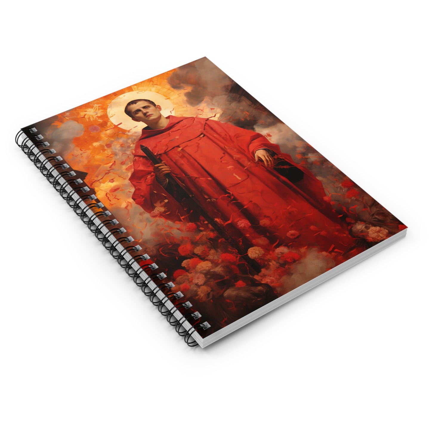 Saint Lawrence Deacon and Martyr Journal - Sanctified Souls Art - Religious Based Notebook - Spiral Notebook - Ruled Line
