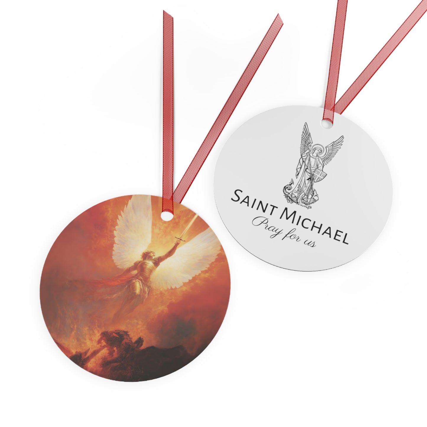 Saint Michael Metal Ornament - Religious Holiday Christmas Ornament and Keepsake - Prayer Ornament
