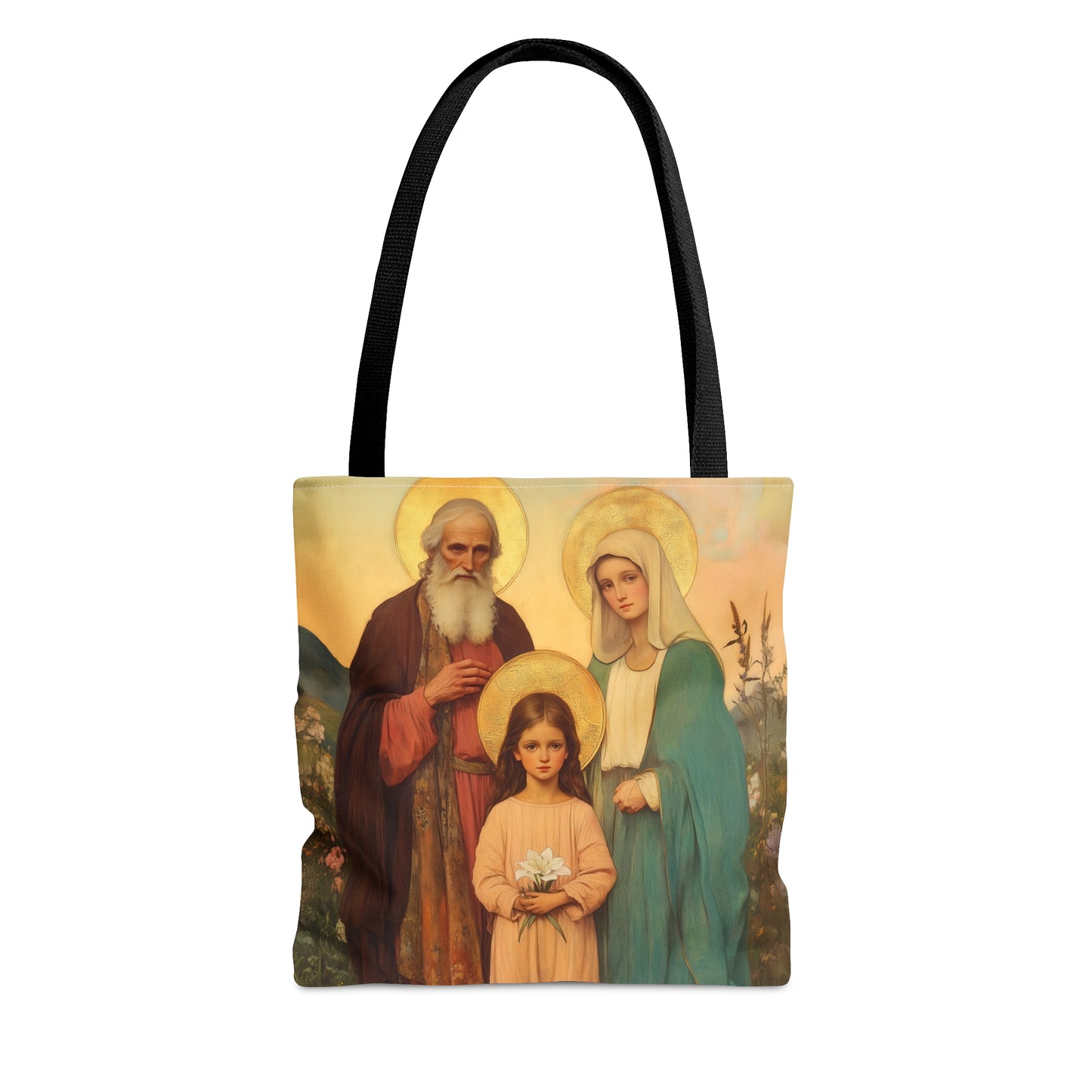 Saints Joachim and Anne with Young Mary - Tote Bag - Large Medium Small Faith Art Bag - Catholic Faith Purse