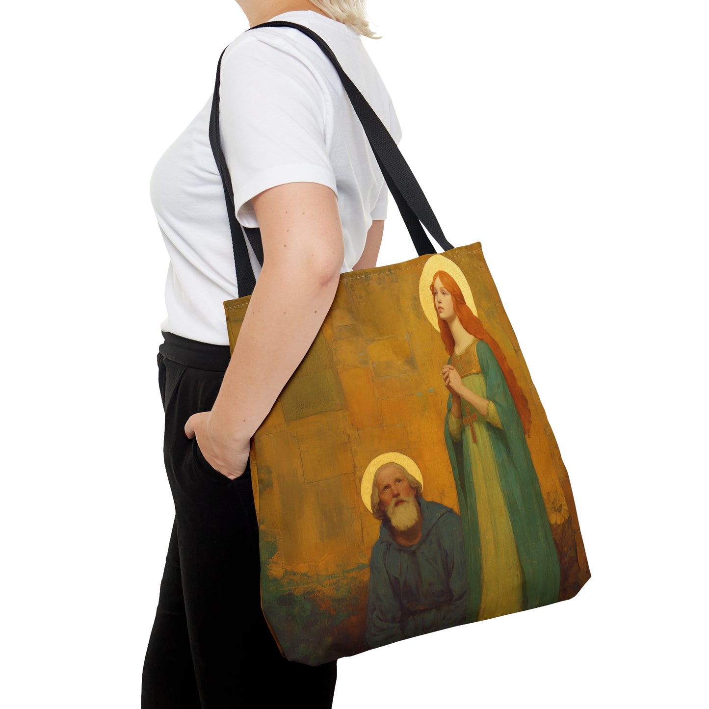 Saints Cyprian and Justina - Tote Bag - Large Medium Small Faith Art Bag - Bible Study Faith Purse - Double Sided Prayer Tote