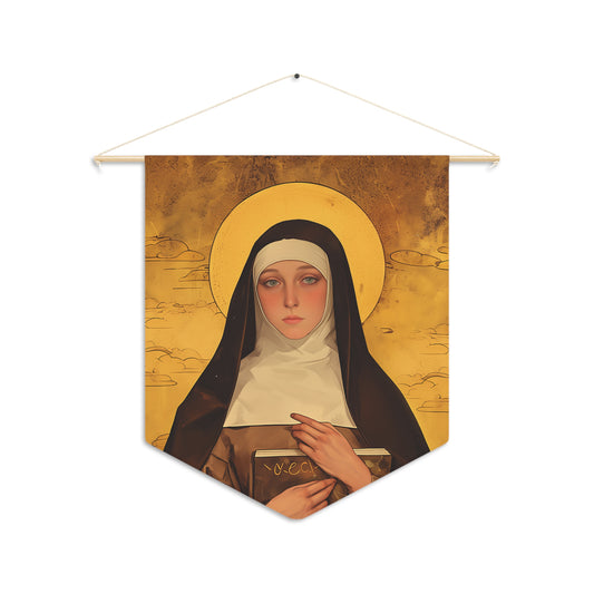 Saint Catherine of Bologna Pennant / Banner / Wall Hanging - Prayer room art - 18" x 21" - Catholic prayer Religious Christian Gift