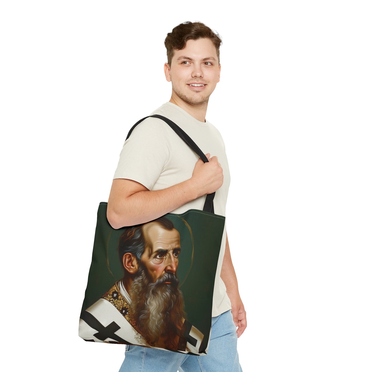 Saint Basil the Great Tote Bag - Purse - Three sizes - Large Medium Small Faith Art Bag - Catholic faith carry-all purse - Double Sided
