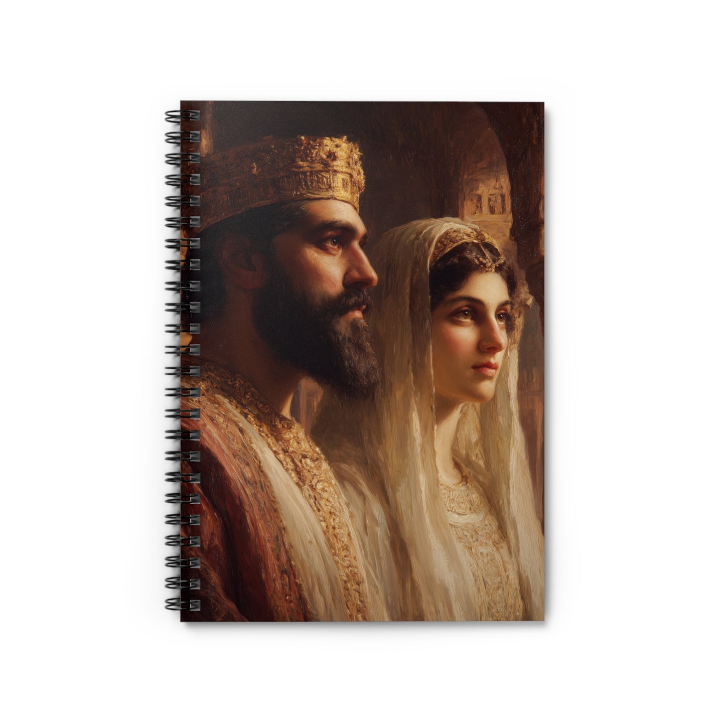 King Xerxes and Queen Esther - Sanctified Souls Art - Religious Based Notebook - Spiral Notebook