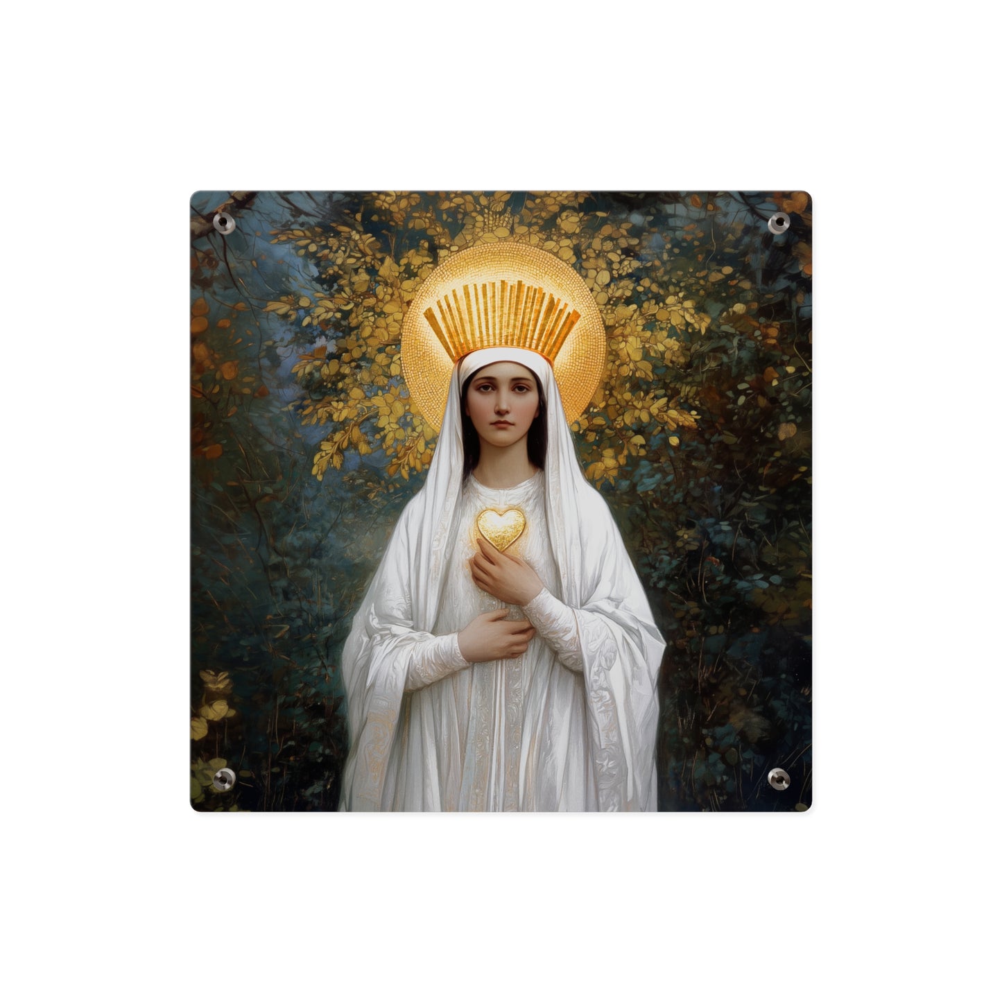 Our Lady of Beauraing - Our Lady of the Golden Heart - Marian Art - Wall Art Panel - Ready to Hang Acrylic Print - Saint Art - Catholic Art