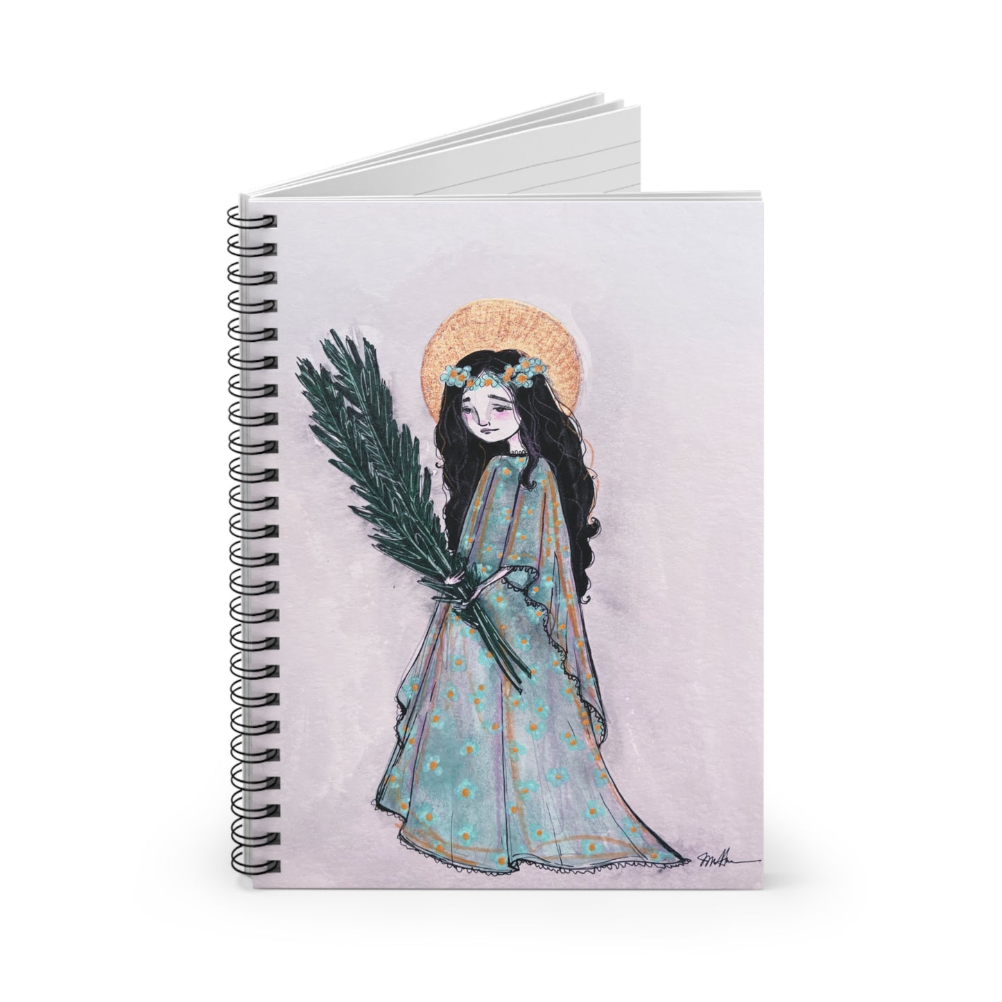 Saint Faith Spiral Notebook - Hand-Drawn Art - Catholic Notebook | Faith Hope and Charity Saint | Christian Prayer Journal