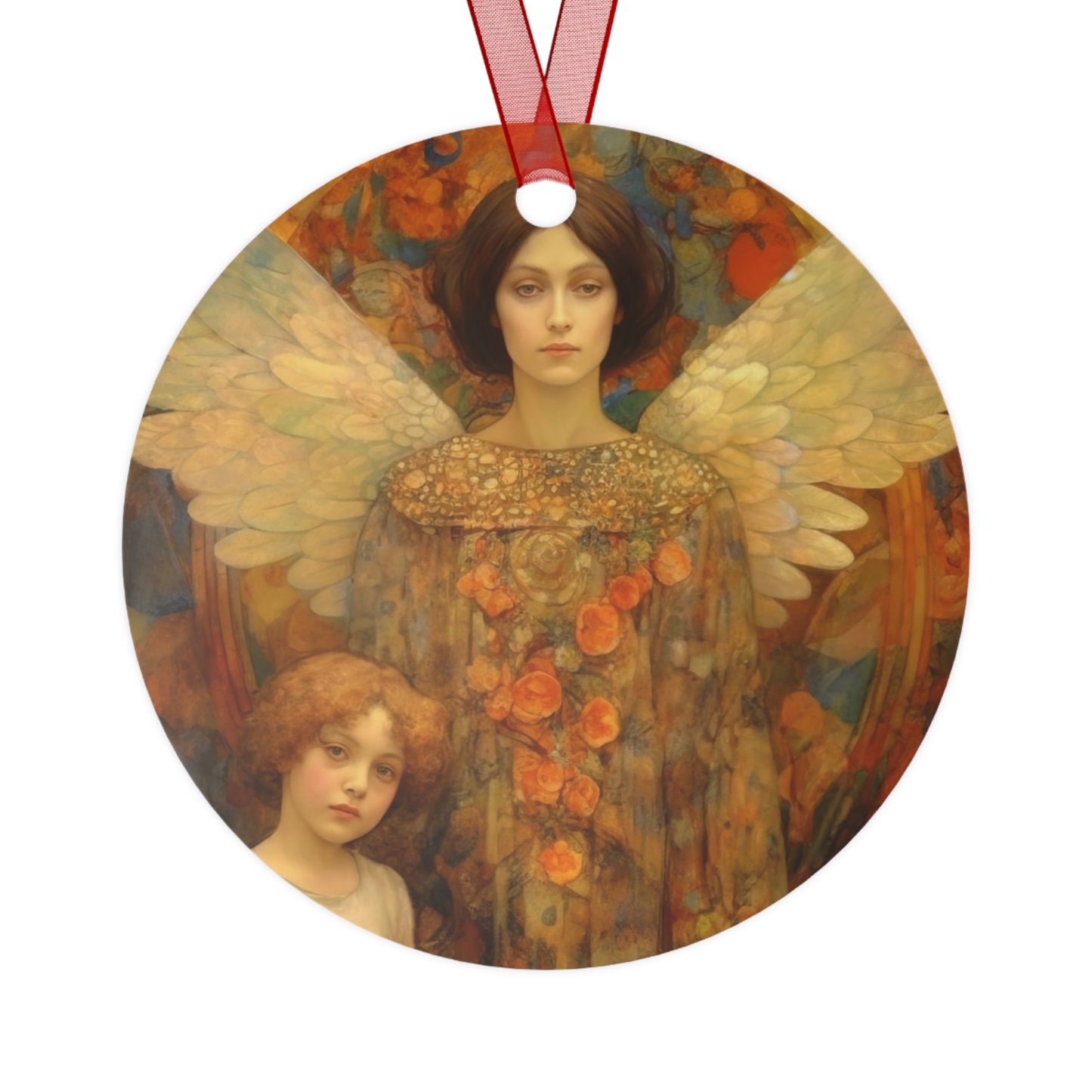 Heaven's Guardians Metal Ornament - Religious Holiday Christmas Ornament and Keepsake - Double sided - Prayer Ornament - Guardian Angel