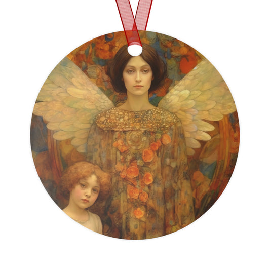 Heaven's Guardians Metal Ornament - Religious Holiday Christmas Ornament and Keepsake - Double sided - Prayer Ornament - Guardian Angel
