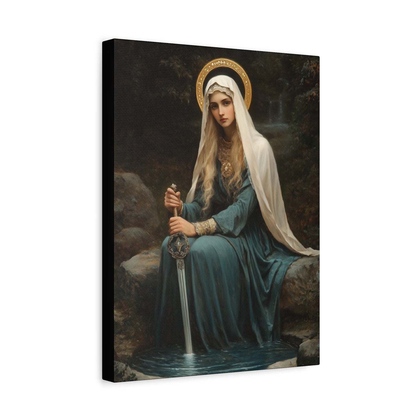 Saint Winifred - Museum Wrapped Canvas - Print - Religious Art for your Home - Christian print - Prayer Room Art - Catholic