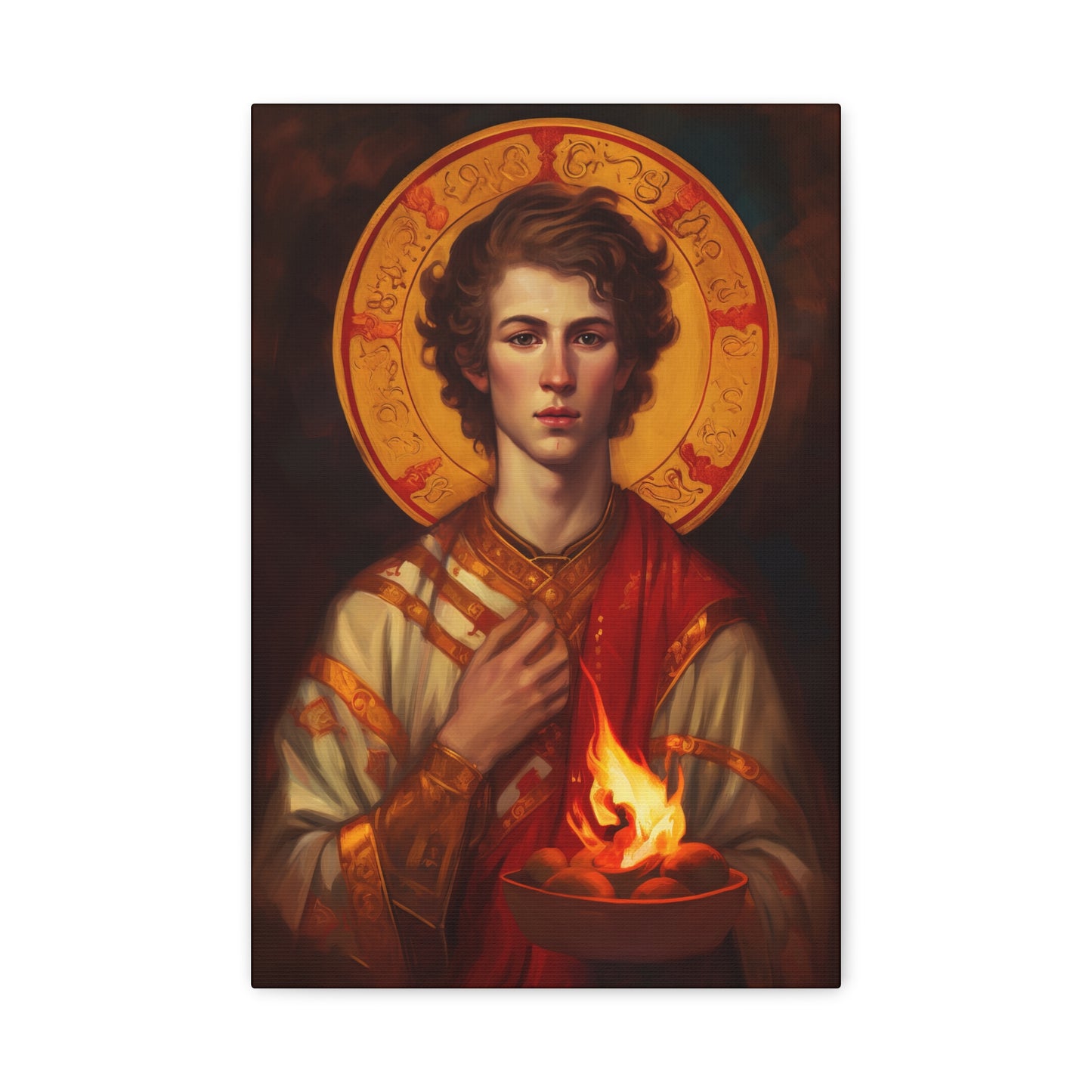 Saint Lawrence Deacon and Martyr Canvas Print - Multiple Sizes - Catholic Home art - Museum Wrapped Canvas - Sanctified Souls Print