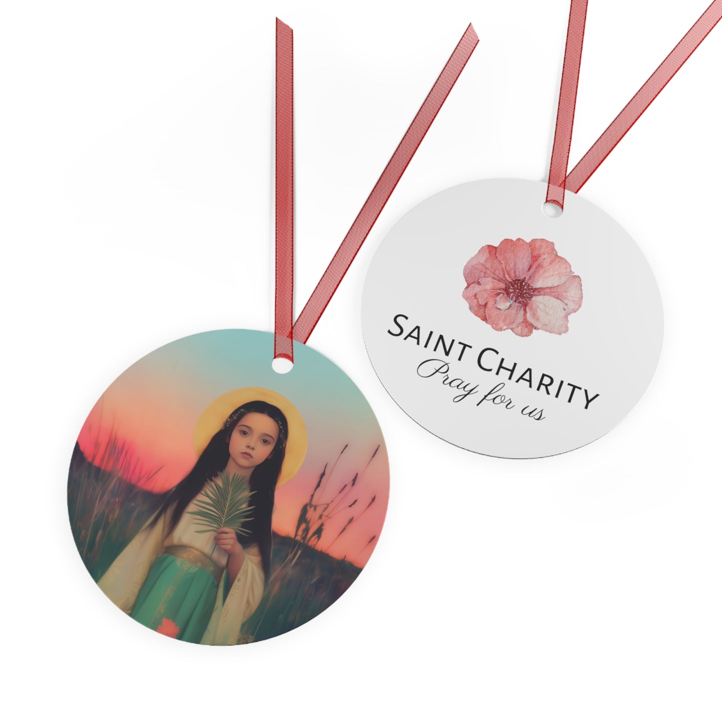 Saint Charity Metal Ornament - Religious Holiday Christmas Ornament and Keepsake - Prayer Ornament - Catholic Christmas Gift