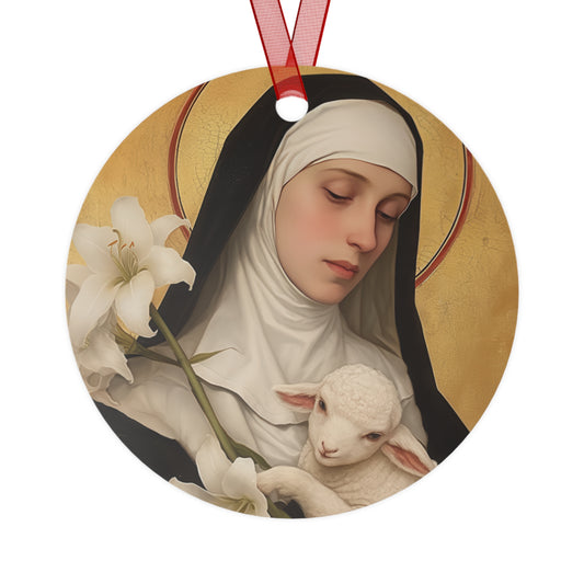 Saint Agnes of Montepulciano Metal Ornament - Religious Holiday Christmas Ornament and Keepsake - Catholic Religious Keepsake