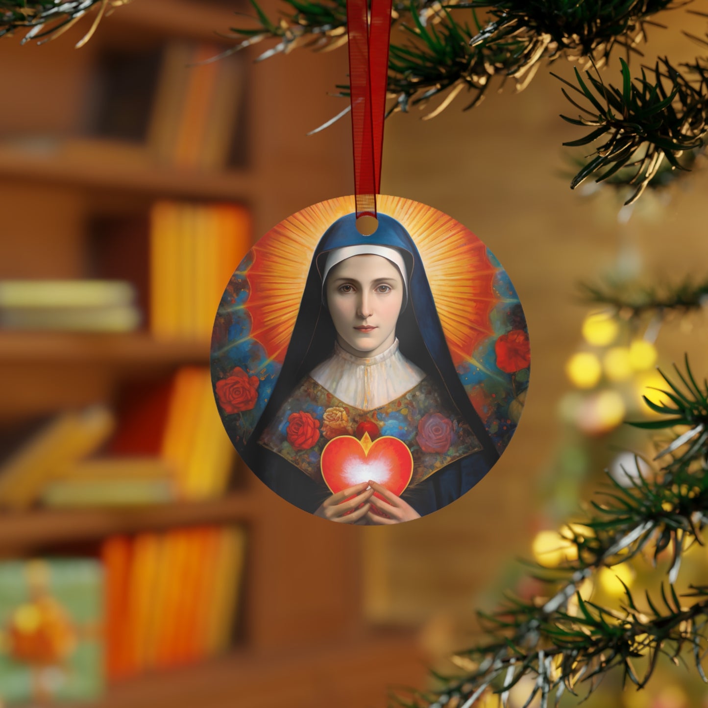 Saint Jane Frances de Chantal Metal Ornament - Religious Holiday Christmas Ornament and Keepsake - Double sided - Prayer Ornament
