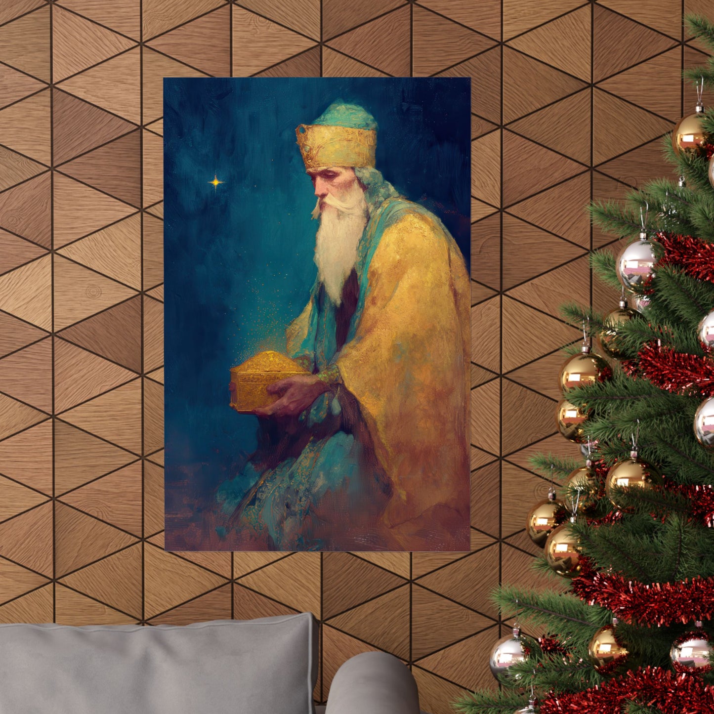 Caspar and the Offering of Worship - 3 Wise Men - Sanctified Souls Print - Multiple Sizes - Premium Matte Vertical Posters