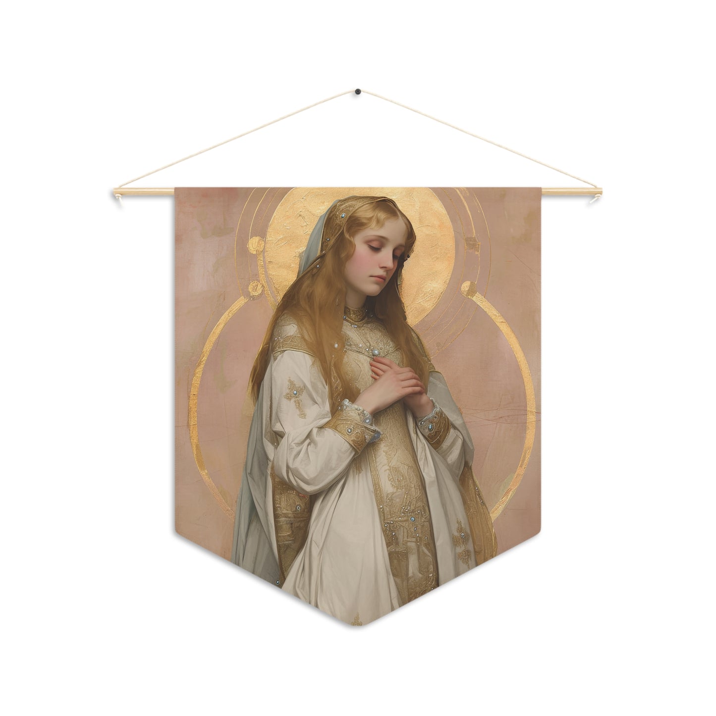 Saint Waldetrudis / Waltrude or Waudru Wall Banner / Wall Hanging - Prayer room art - Catholic - Large Saint Art - 18" x 21"