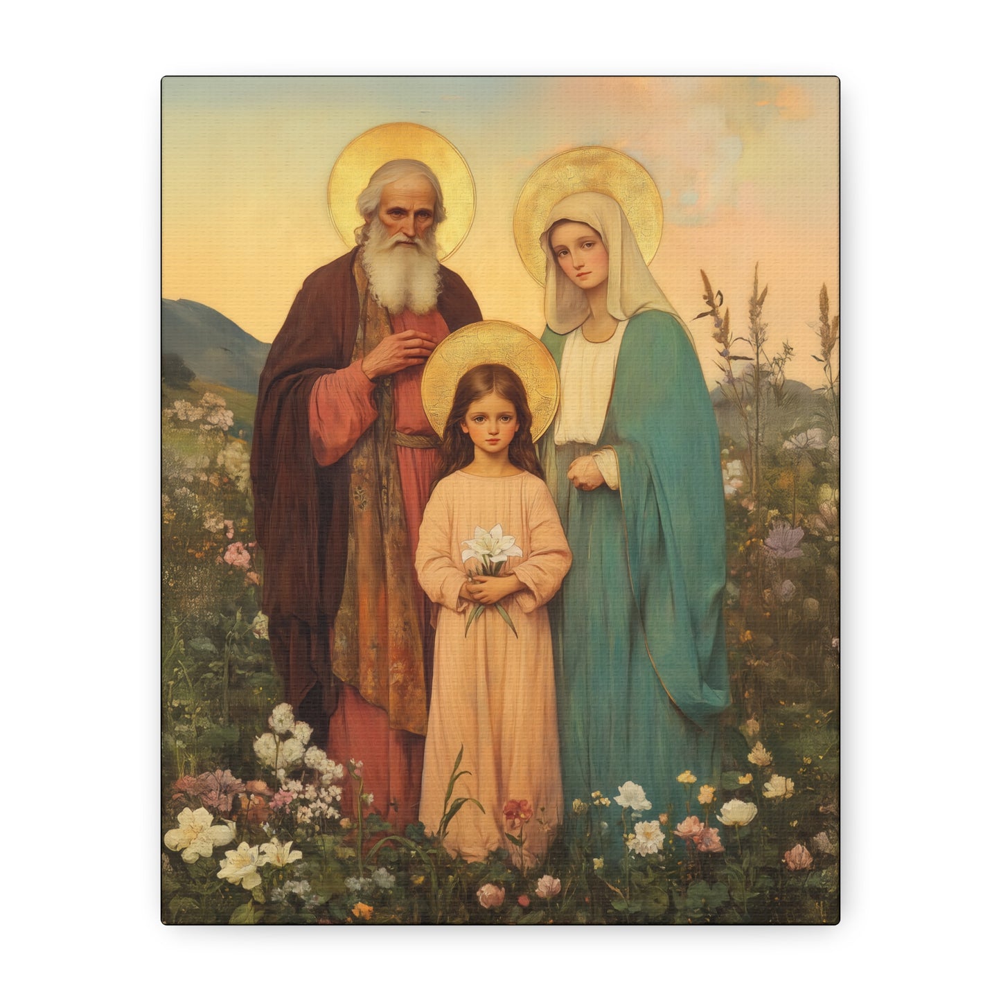 Saints Joachim and Anne with Young Mary - Gallery Wrapped Canvas - Print - Religious Art for your Home - Catholic Art