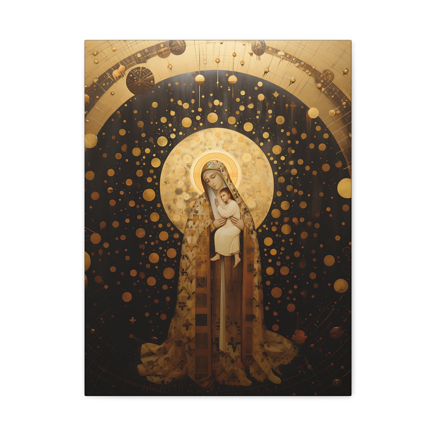 The Golden Mary - Mary the Blessed Virgin - Gallery Wrapped Canvas - Sanctified Souls Print - Religious Art for your Home - Pop Art