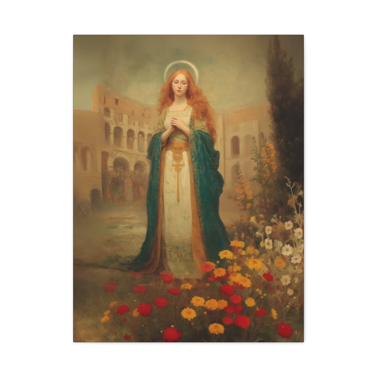 Saint Justina - Multiple Sizes - Catholic Home art - Museum Wrapped Canvas - Sanctified Souls Print - Catholic Martyr Art