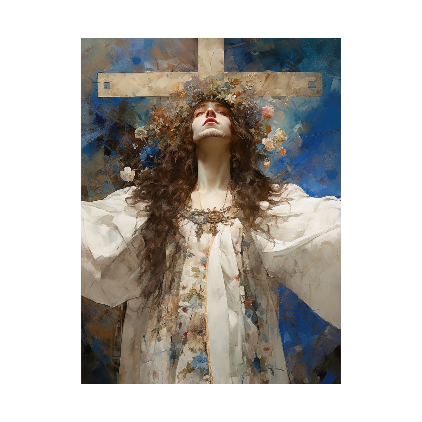 Saint Wilgefortis - Sanctified Souls Print - Multiple Sizes - Premium Matte Vertical Posters - The Bearded Virgin Martyr