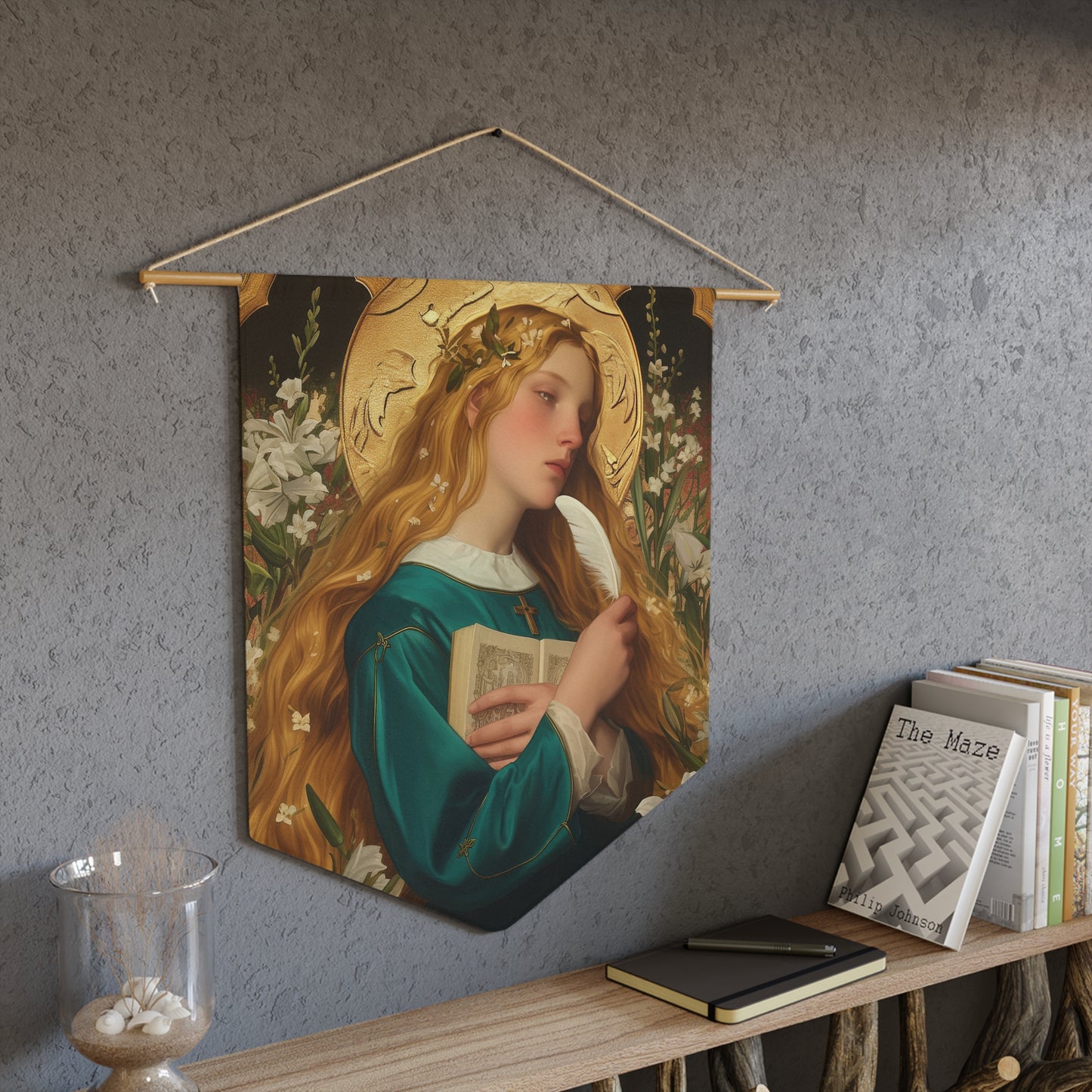 Saint Petronilla Pennant / Banner / Wall Hanging - Prayer room art - 18" x 21" - Catholic prayer Religious Christian Gift - Large Banner