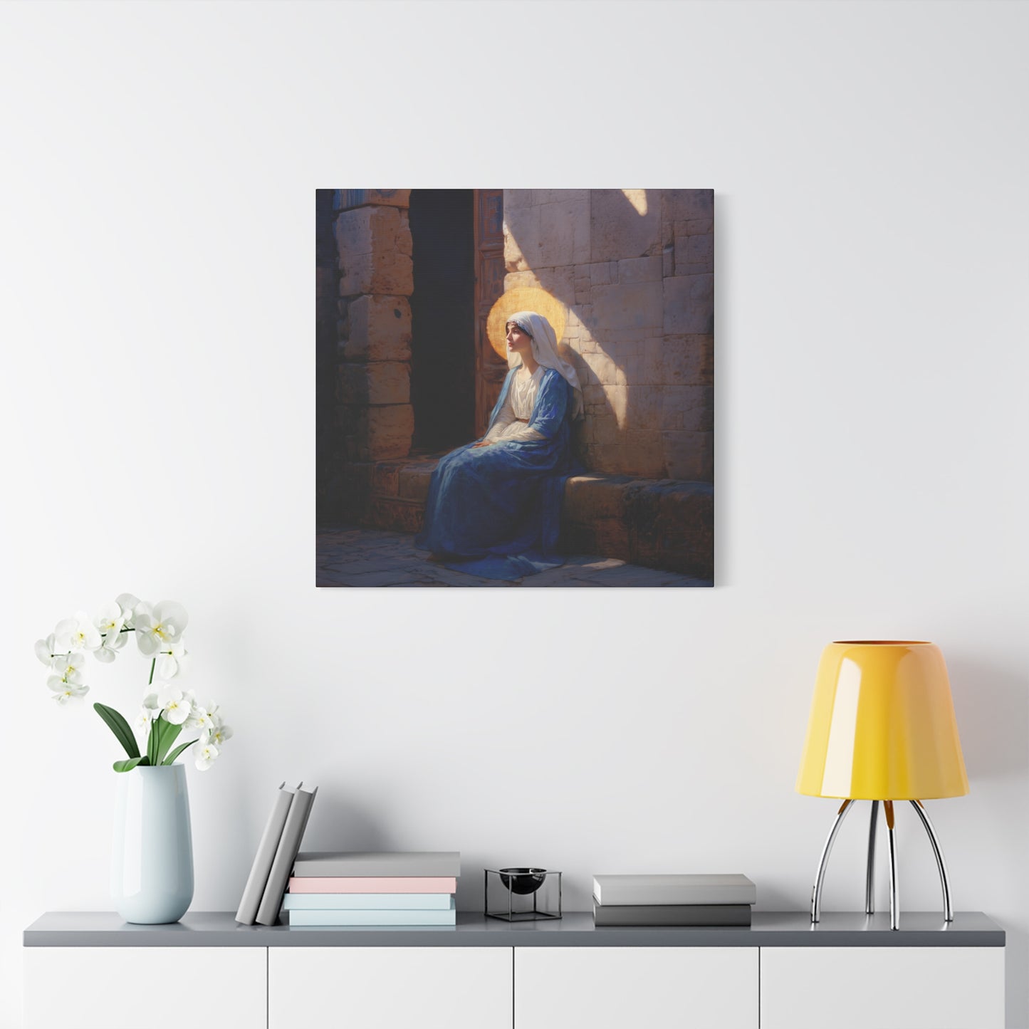 The Quiet Fiat That Split the Darkness, Mary's Yes - Gallery Wrapped Canvas - Print - Religious Art for your Home - Catholic Art
