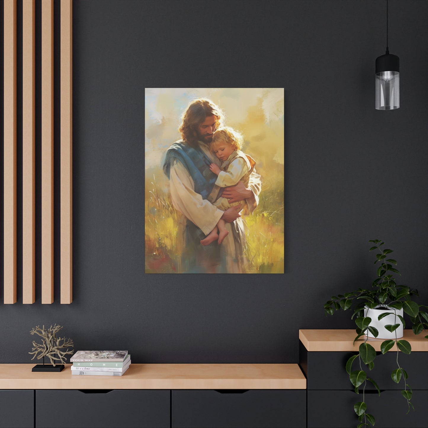 Jesus, Guardian of Innocence - Christ and Child - Museum Wrapped Canvas - Print - Religious Art for your Home - Christian art print