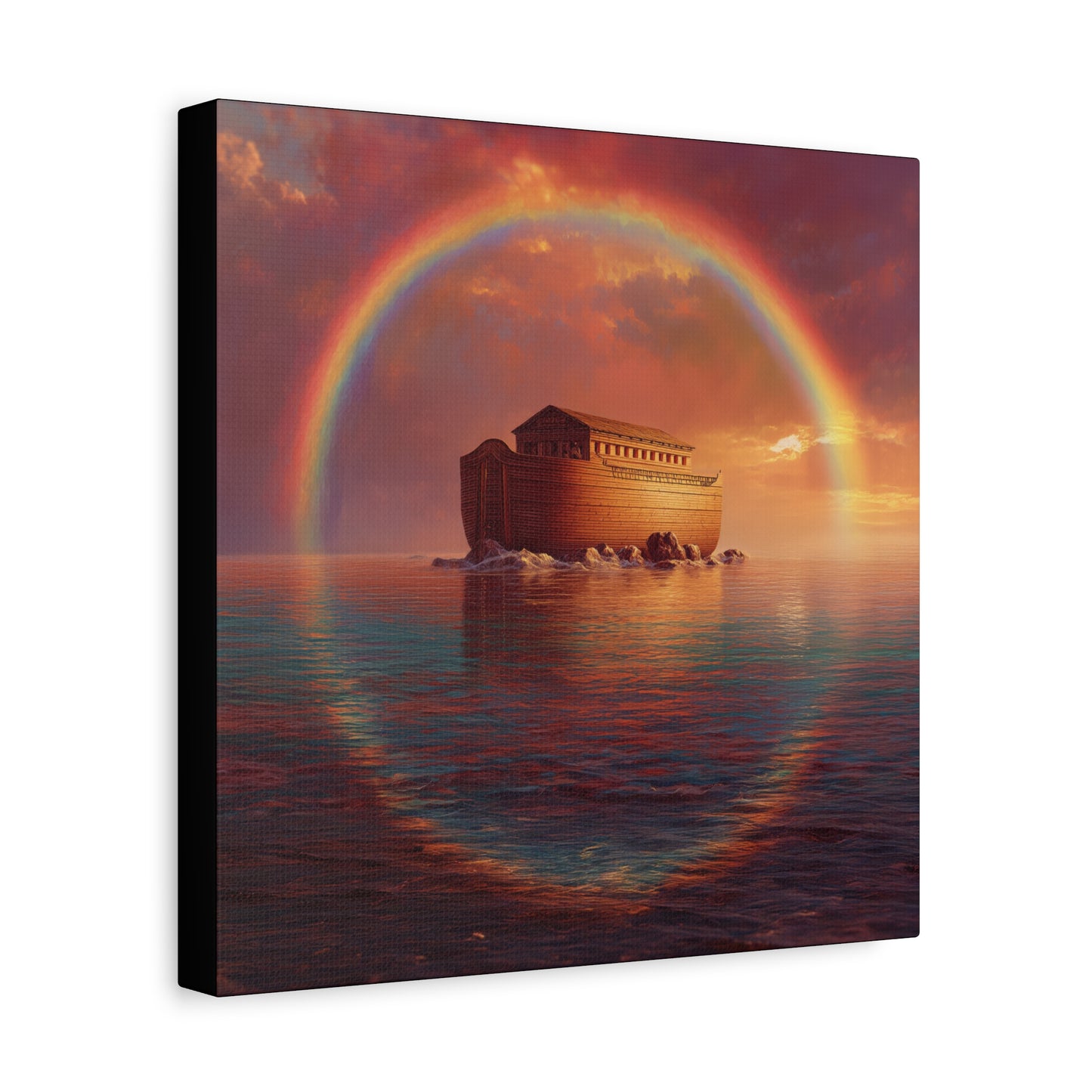 Sheltered Beneath the Covenant Sky - Noah's Ark - Gallery Wrapped Canvas - Print - Religious Art for your Home - Catholic