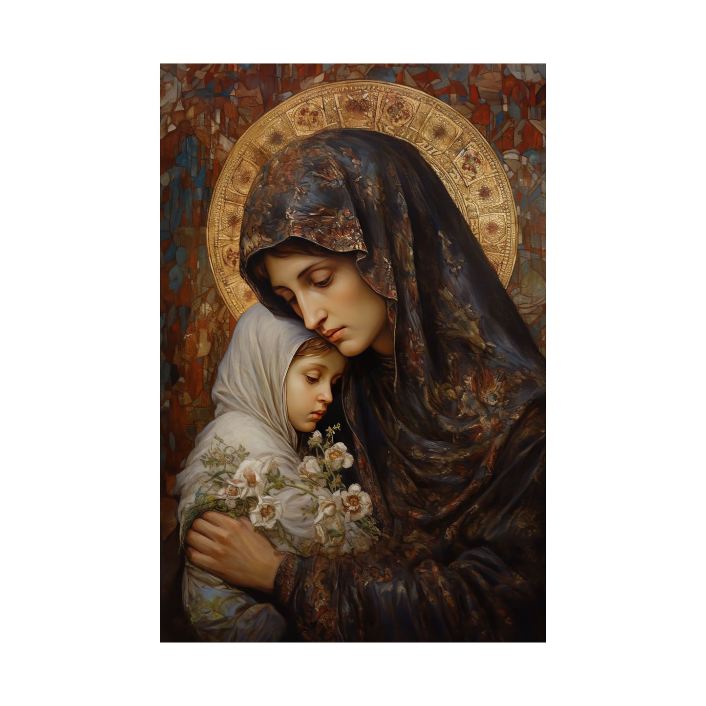 Mary, Mother of God - Protectress of Families Poster Print - Sanctified Souls Print - Multiple Sizes - Premium Posters - Catholic Art
