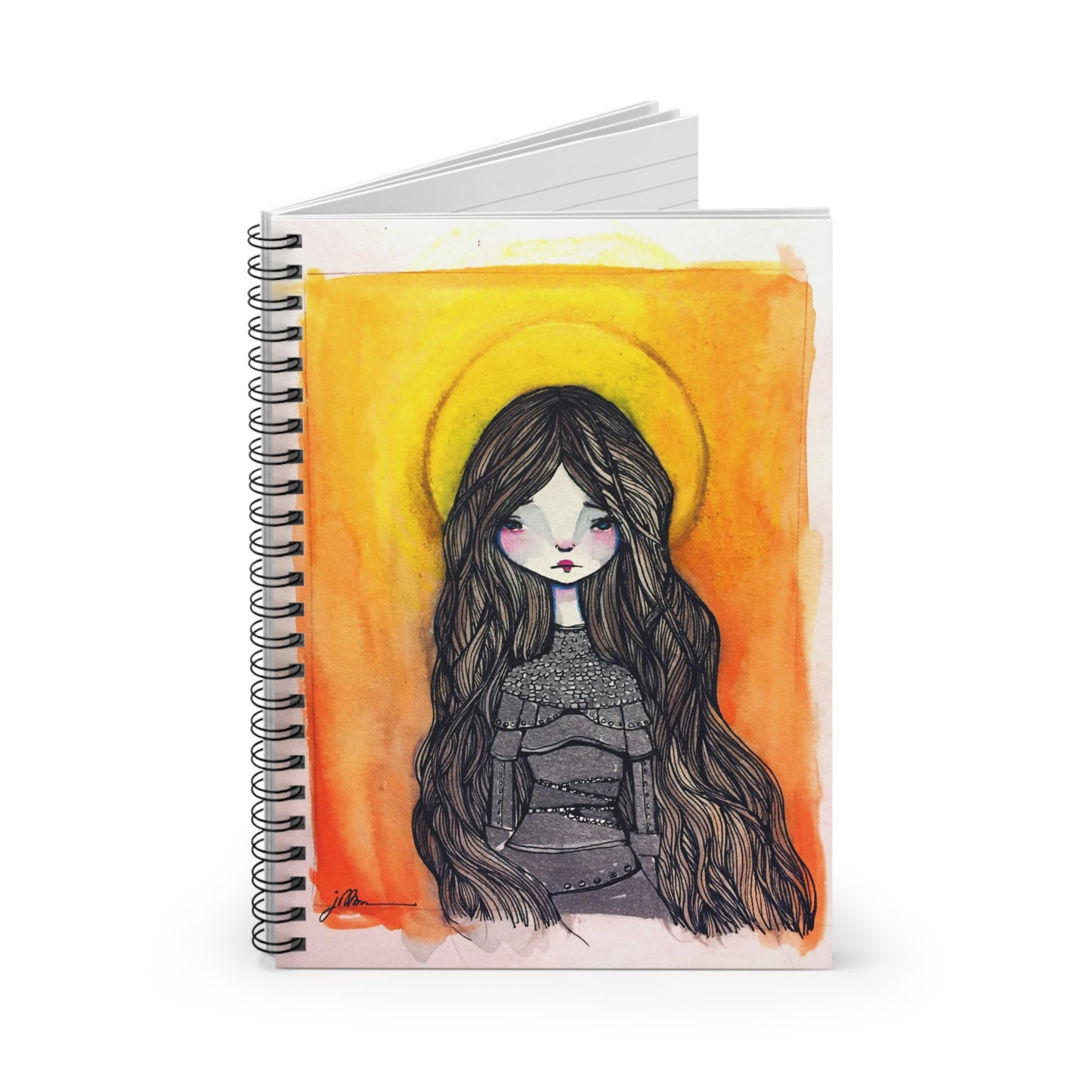 Saint Joan of Arc Lined Journal - Hand-Drawn Catholic Art - Spiral Notebook | Christian Prayer Journal | Religious Journal