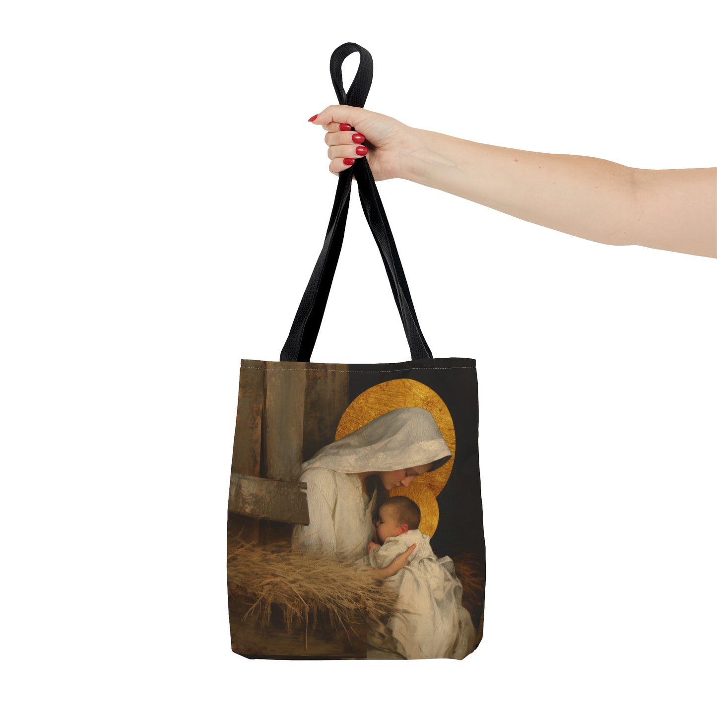 Our Lady of the Manger - Mother Mary and the Christ Child - Tote Bag - Large Medium Small Faith Art Bag - Catholic Faith Purse