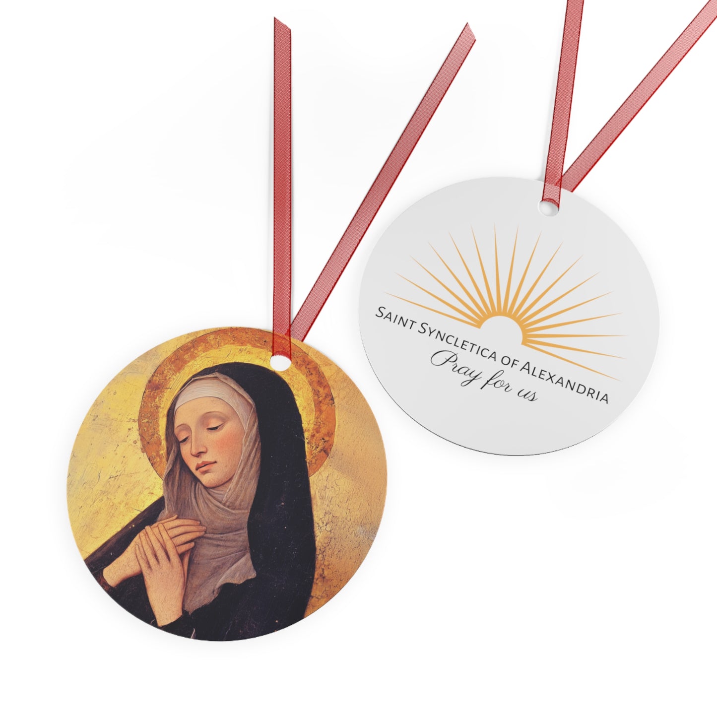 Saint Syncletica of Alexandria - Desert Mother Metal Ornament - Religious Holiday Christmas Ornament and Keepsake - Prayer Ornament