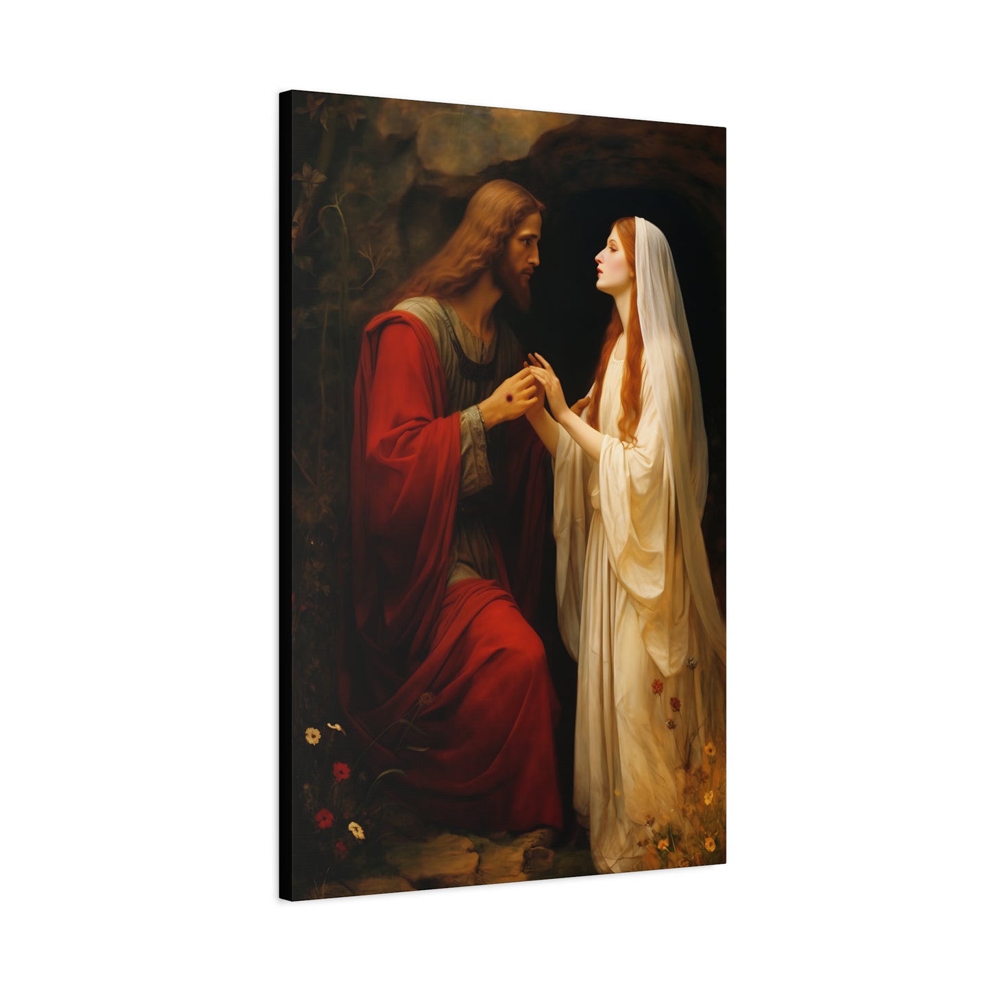 Revelation of Redemption Mary Magdalene and the Risen Christ - Gallery Wrapped Canvas - Sanctified Souls Print - Religious Art for your Home