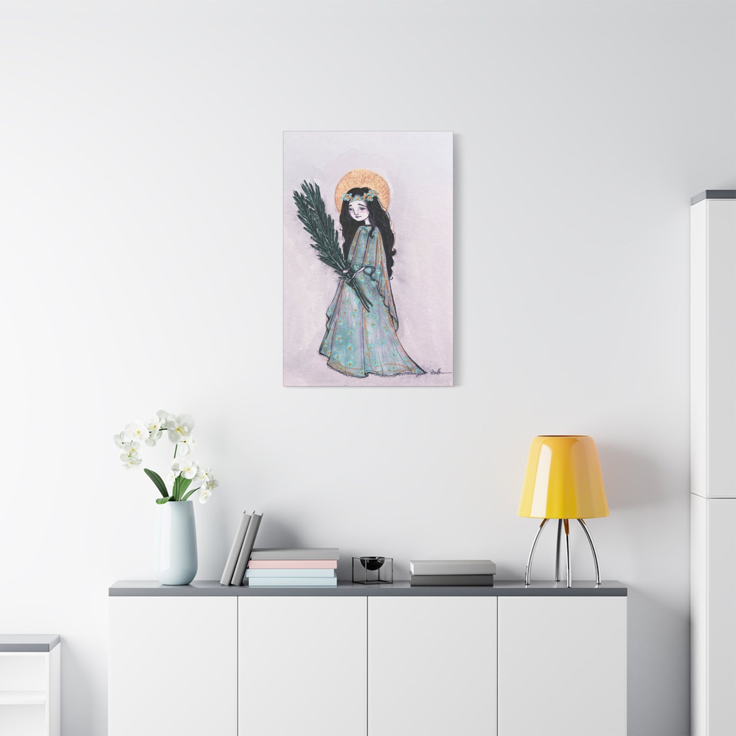 Saint Faith Canvas Print - Hand-Drawn Art - Catholic Print | Faith Hope and Charity Sacred Art | Sanctified Solocosmo Religious Artwork