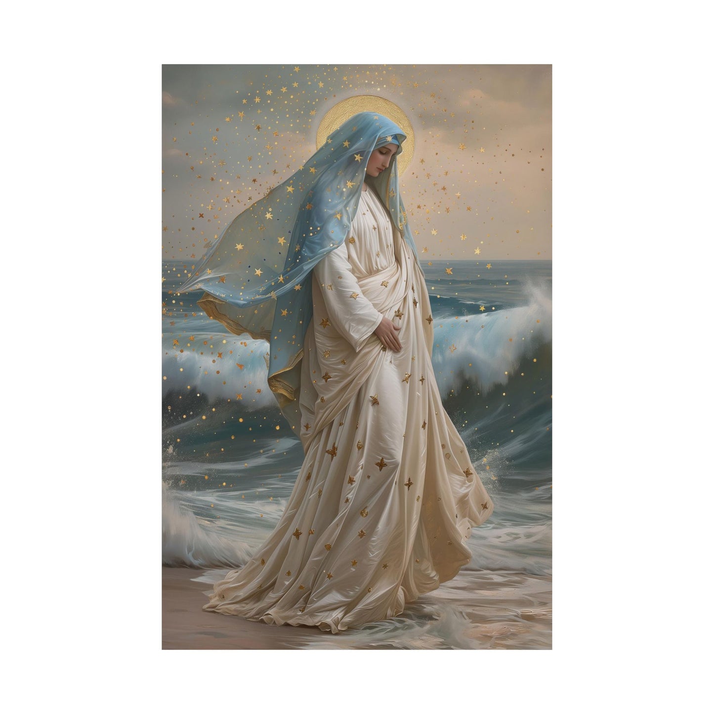 Ocean's Embrace - Devotion to Our Lady Oval Necklace - Sanctified Souls - Multiple Sizes - Premium Matte Posters - Our Lady Star of the Sea