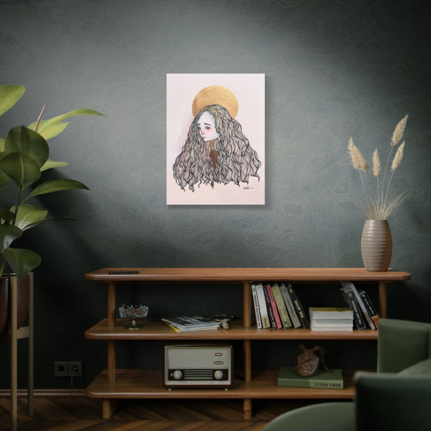 Saint Philomena Canvas Print - Hand-Drawn Catholic Art Print | Christian Sacred Wall Art | Sanctified Solocosmo Religious Artwork