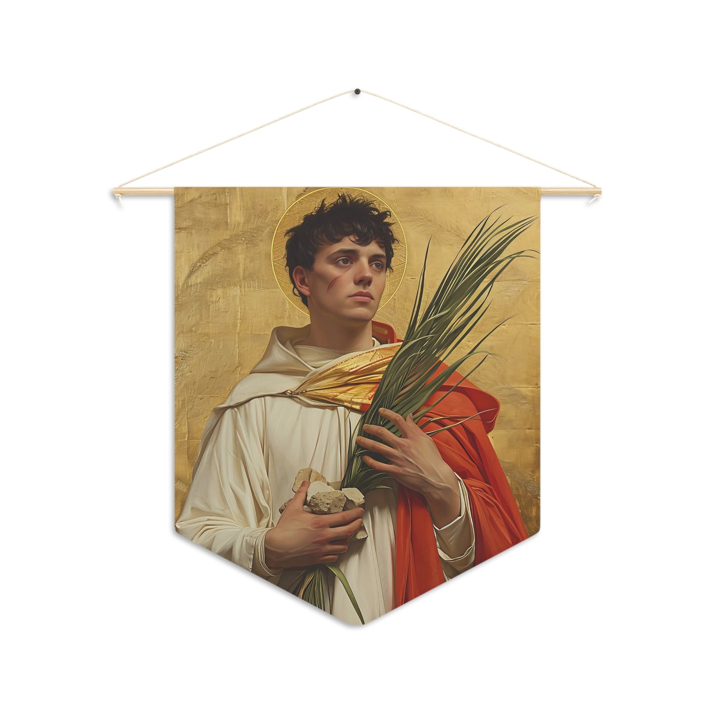 Saint Stephen Wall Banner / Wall Hanging / Pennant - Prayer room - Catholic Home - Saint Art - 18" x 21" - Large print ready to hang