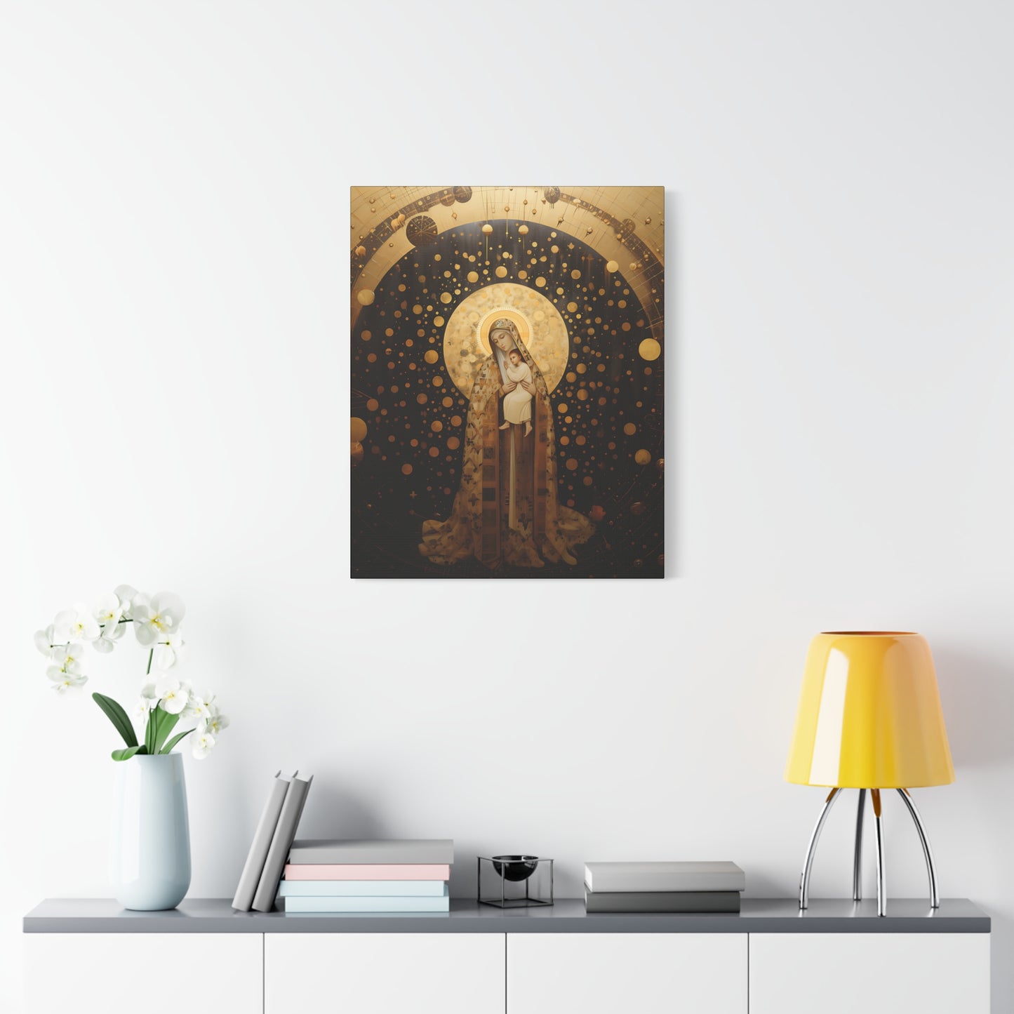 The Golden Mary - Mary the Blessed Virgin - Gallery Wrapped Canvas - Sanctified Souls Print - Religious Art for your Home - Pop Art