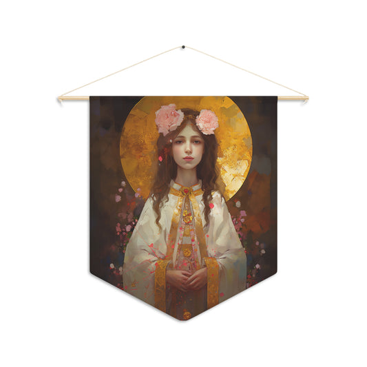 Saint Philomena Wall Banner / Wall Hanging - Unique Religious Art for your home - Prayer room - Catholic Home Art - 18" x 21"