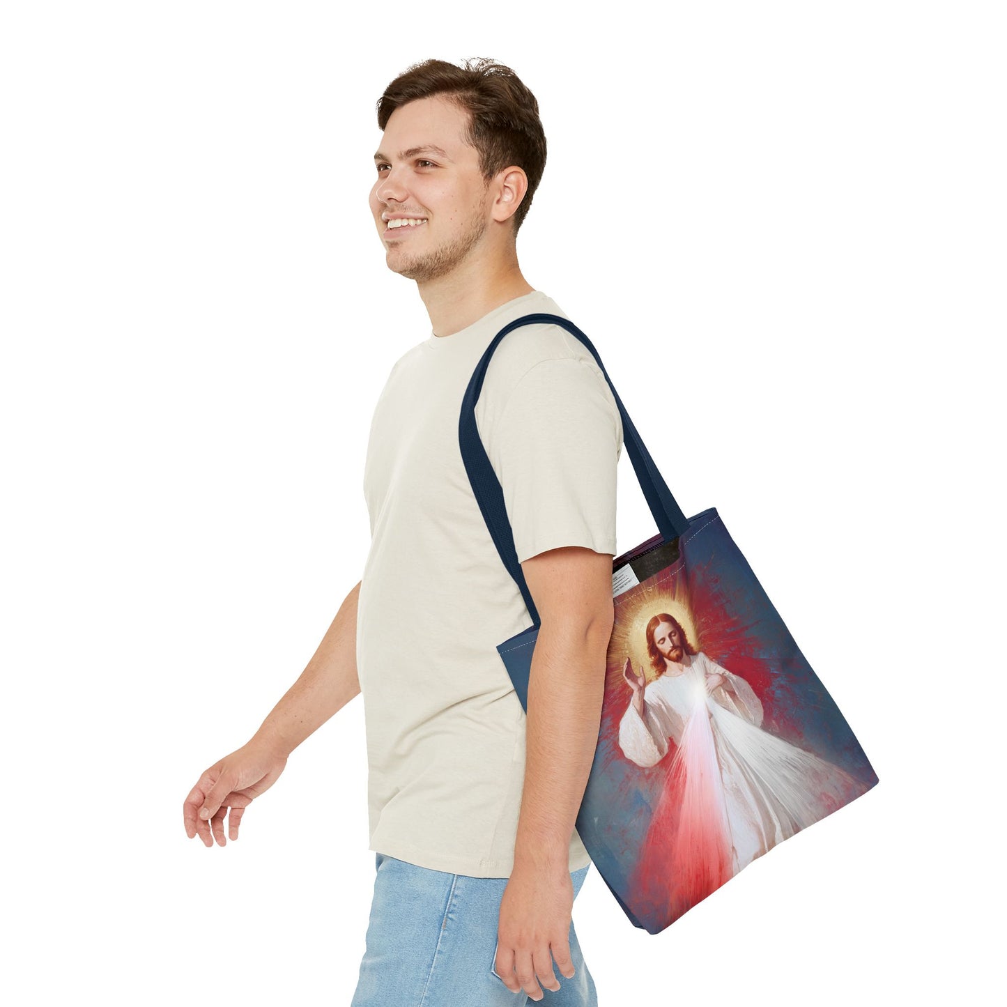 The Divine Mercy - Our Lord Jesus Christ - Tote Bag - Large Medium Small Faith Art Bag - Re-usable Tote Purse - Double Sided