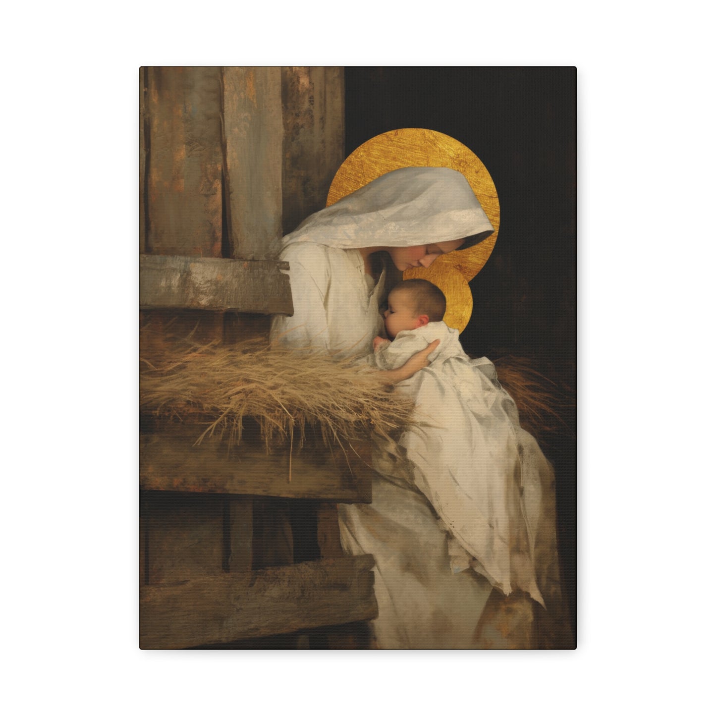 Our Lady of the Manger - Mother Mary and the Christ Child - Gallery Wrapped Canvas - Print - Religious Art for your Home - Catholic