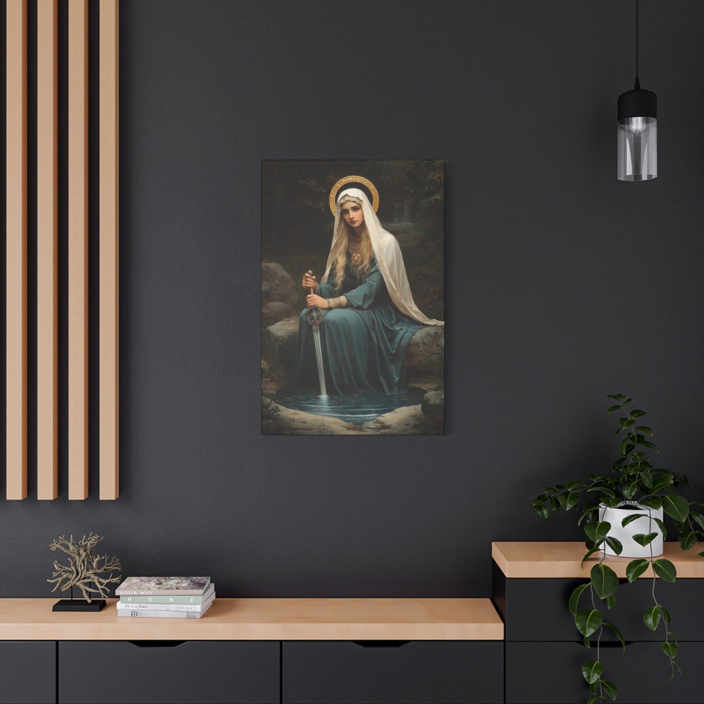 Saint Winifred - Museum Wrapped Canvas - Print - Religious Art for your Home - Christian print - Prayer Room Art - Catholic