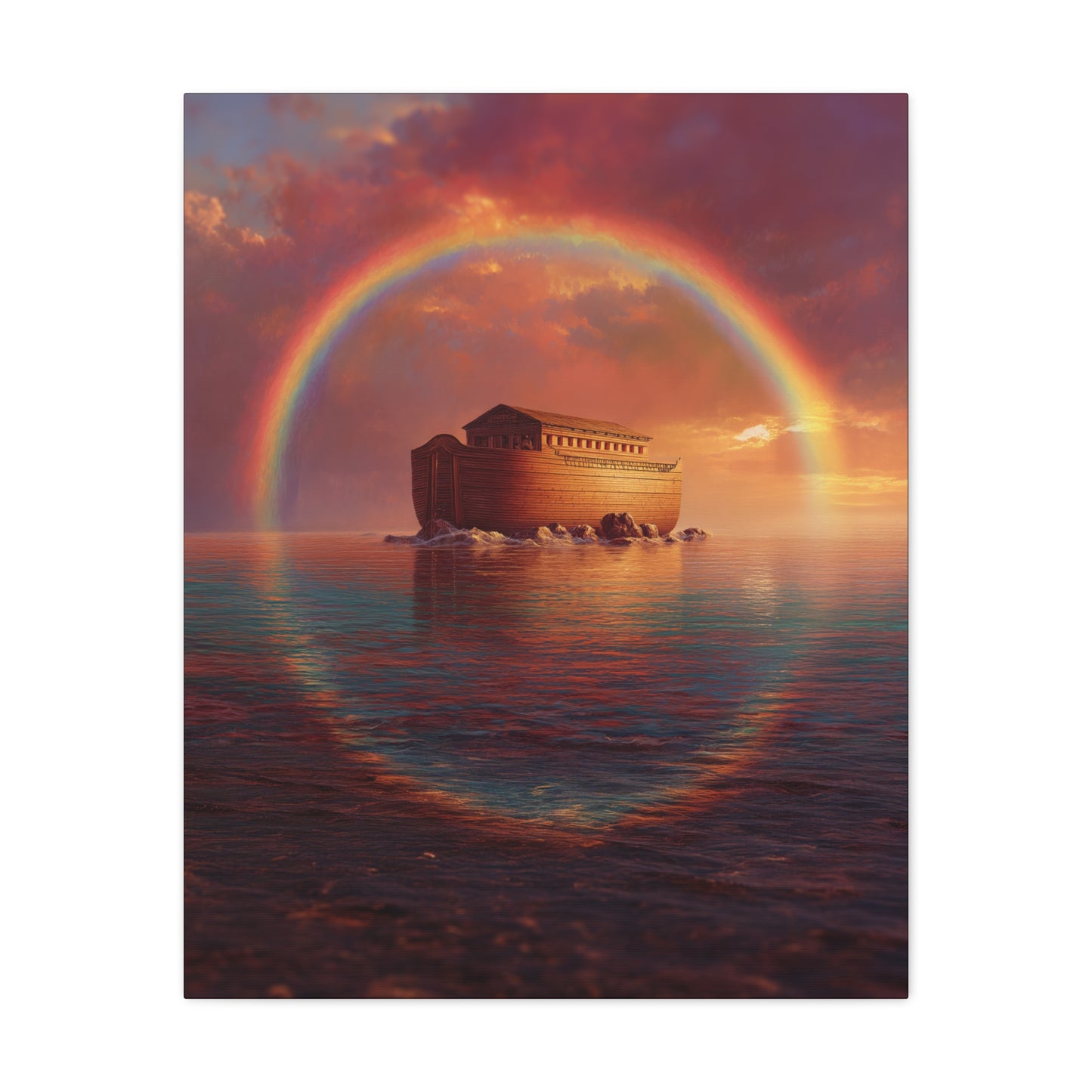 Sheltered Beneath the Covenant Sky - Noah's Ark - Gallery Wrapped Canvas - Print - Religious Art for your Home - Catholic