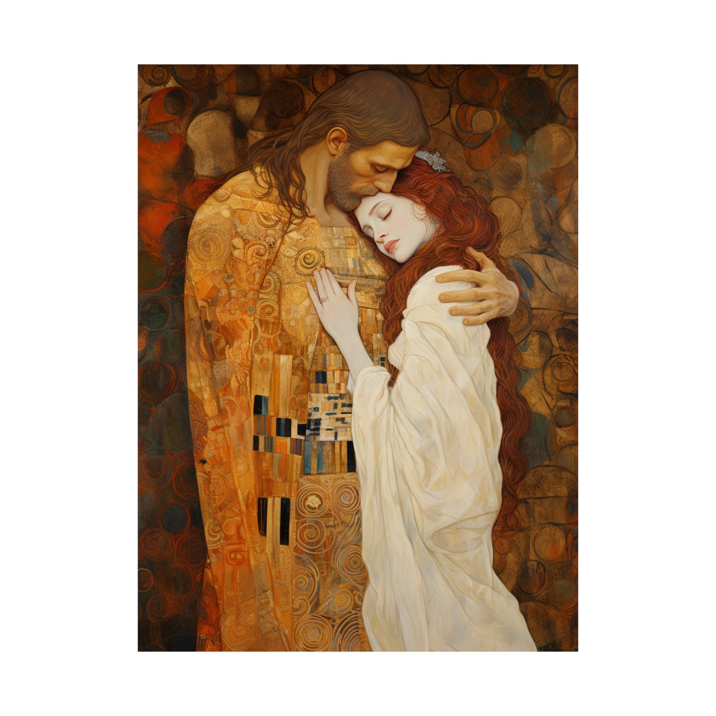 Transcendent Devotion: Christ Embracing Mary Magdalene Print - Based on The Kiss - Sanctified Souls Print - Premium Matte