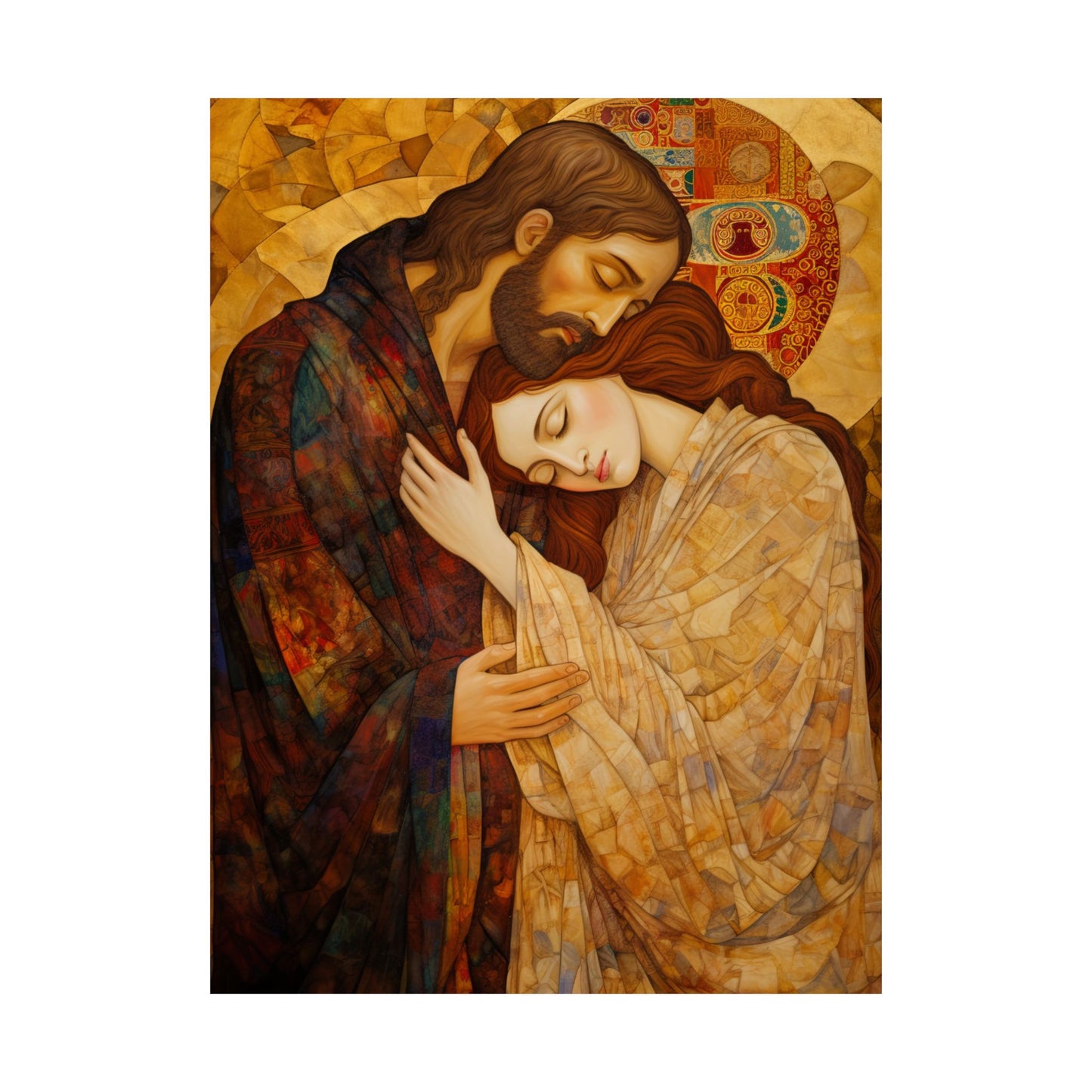 Healing Love- The Embrace of Christ and Mary Magdalene Print - Poster - Catholic Fine Art print - Sanctified Souls Print - Premium Matte