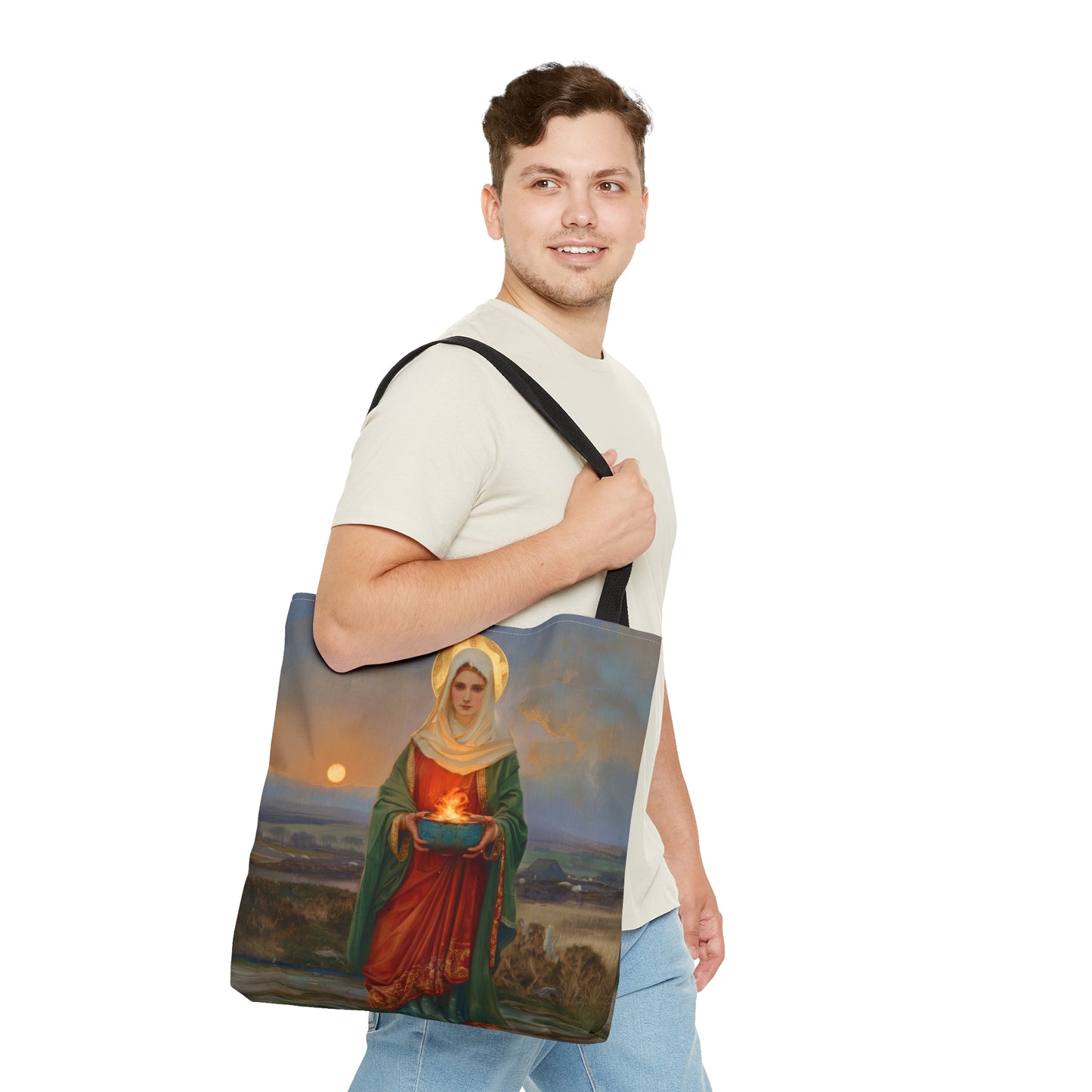 Saint Brigid of Ireland / Kildare Tote Bag - Large Medium Small Faith Art Bag - Catholic Faith Purse - Religious - Prayer Bag - Devotional