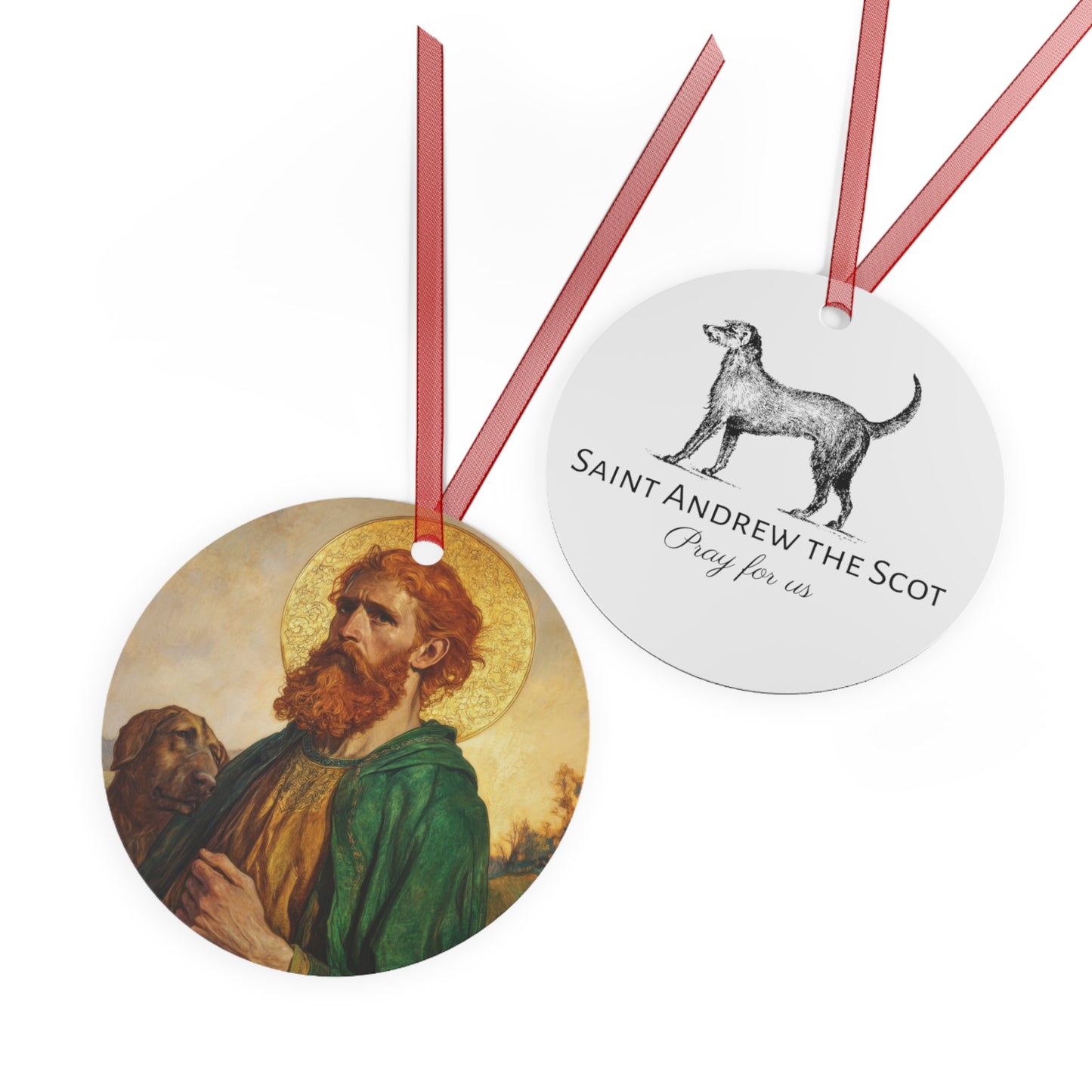 Saint Andrew the Scot Day Metal Ornament - Religious Holiday Christmas Keepsake - Religious Catholic Tree Ornament - Holiday Art Piece