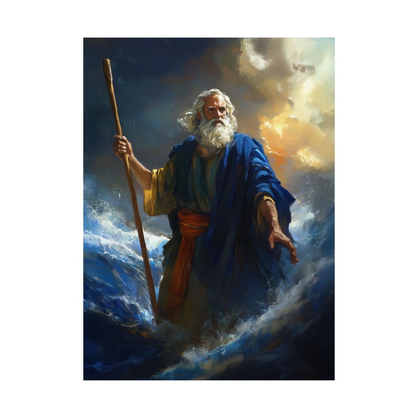 Moses Before the Trembling Sea - Sanctified Souls Print - Multiple Sizes - Premium Matte Vertical Posters