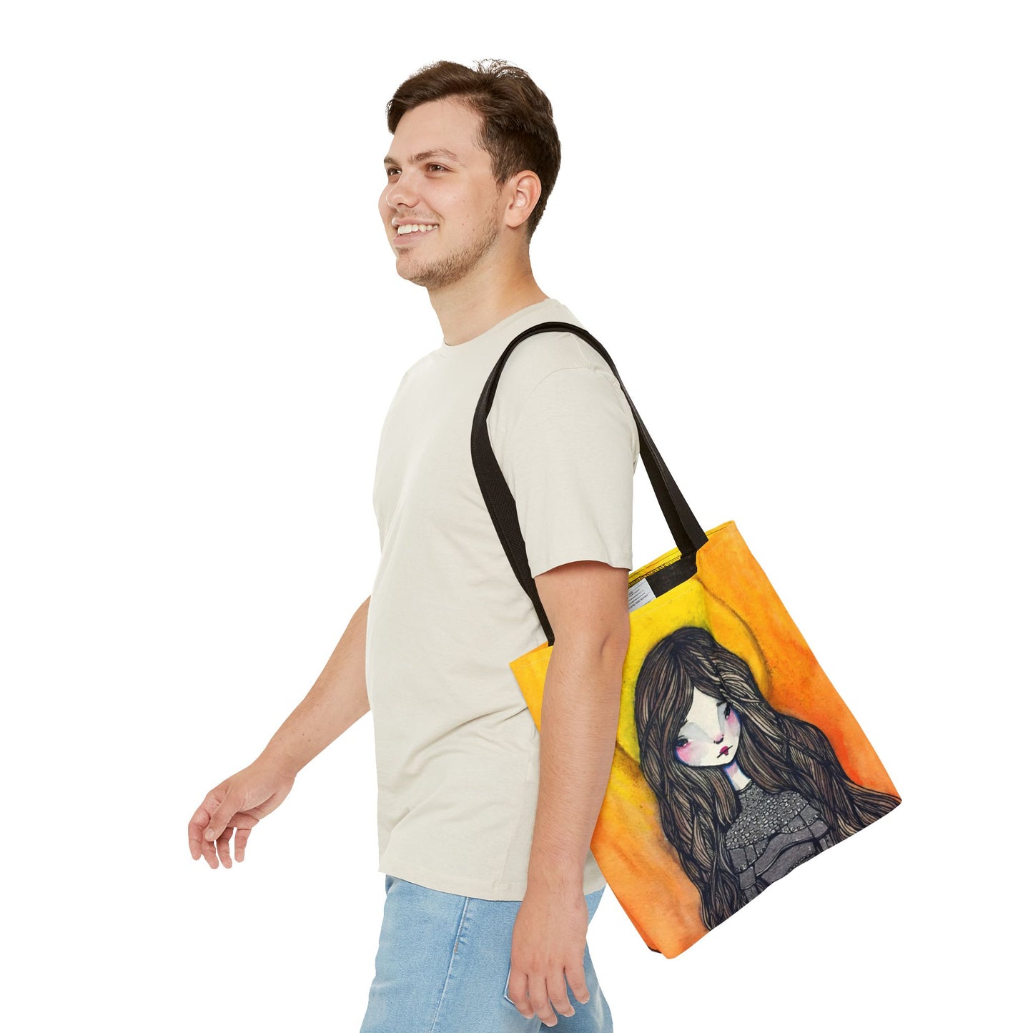 Saint Joan of Arc Tote - Hand-Drawn Catholic Art - Prayer Bag | Christian Devotional Tote | Sanctified Solocosmo Religious Tote