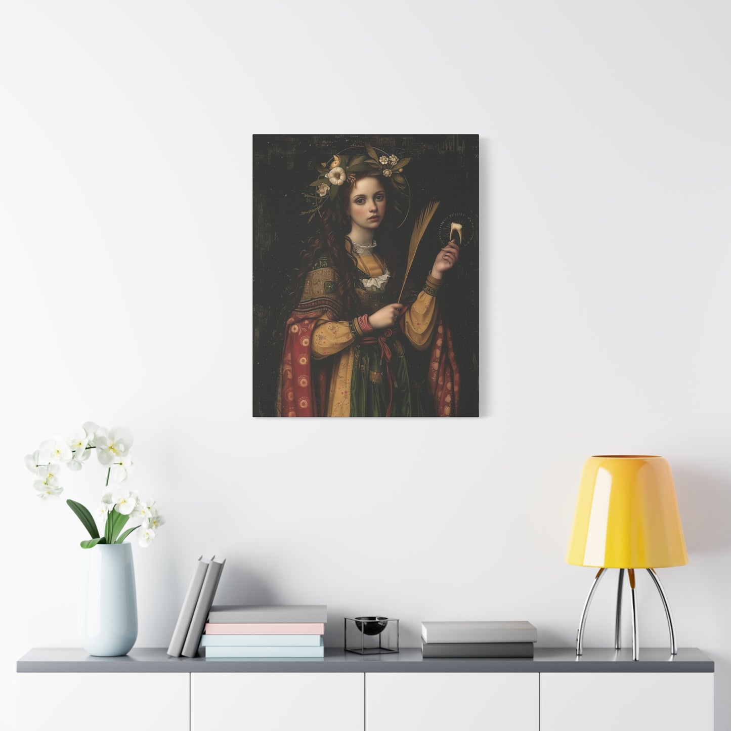 Saint Apollonia - Museum Wrapped Canvas - Print - Religious Art for your Home - Catholic art print - prayer room art