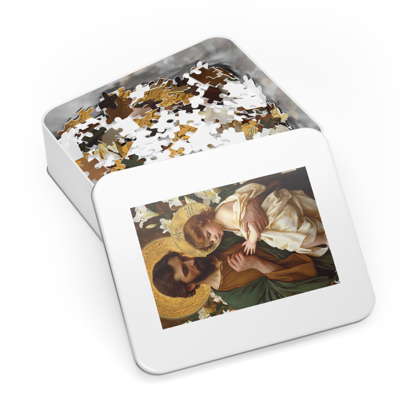 Saint Joseph and the Christ Child - Puzzle and Keepsake Tin - Religious Jigsaw Puzzle (30, 110, 252, 500,1000-Piece) - Religious Puzzle