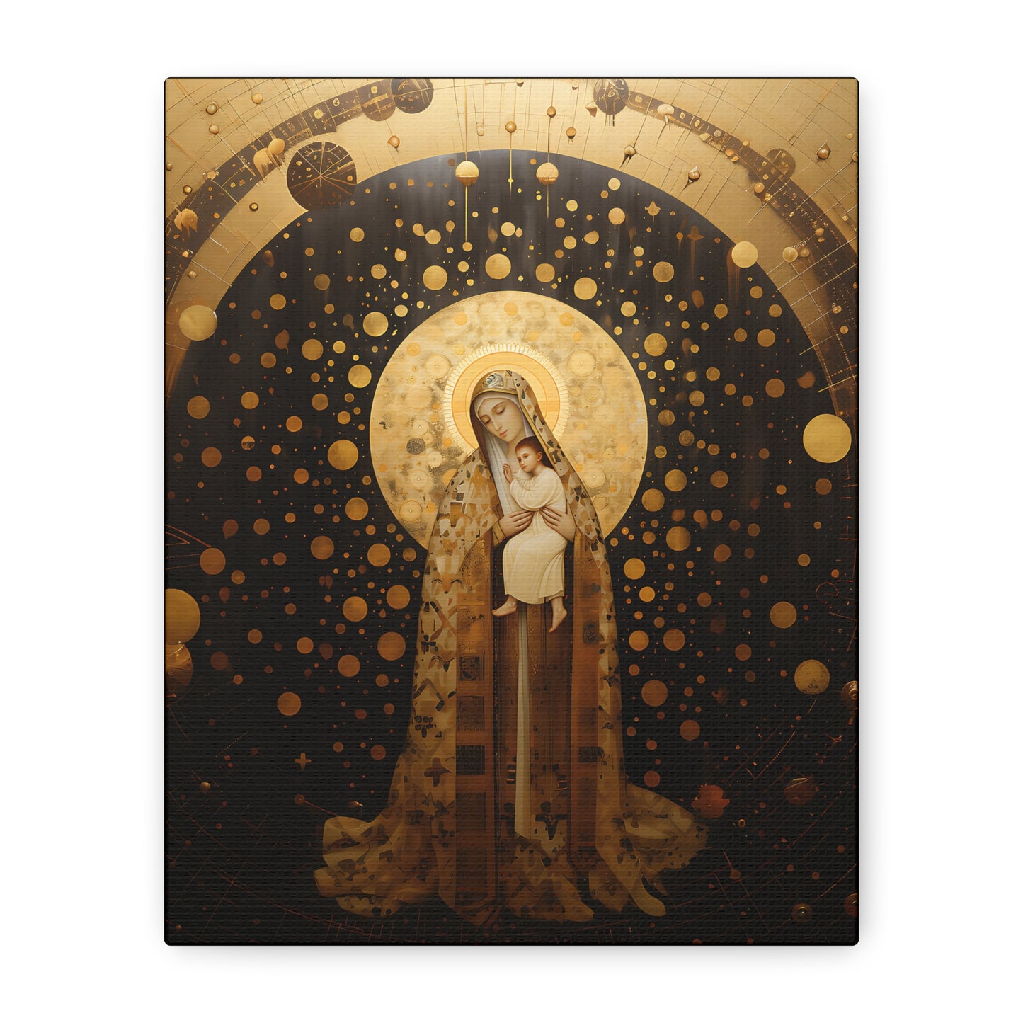 The Golden Mary - Mary the Blessed Virgin - Gallery Wrapped Canvas - Sanctified Souls Print - Religious Art for your Home - Pop Art